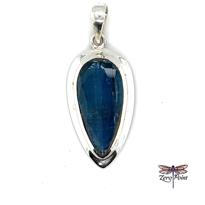 Blue Kyanite Faceted Teardrop Pendant - Zero Point Crystals