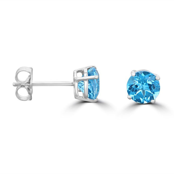 Blue Topaz Stud Earrings - Zero Point Crystals