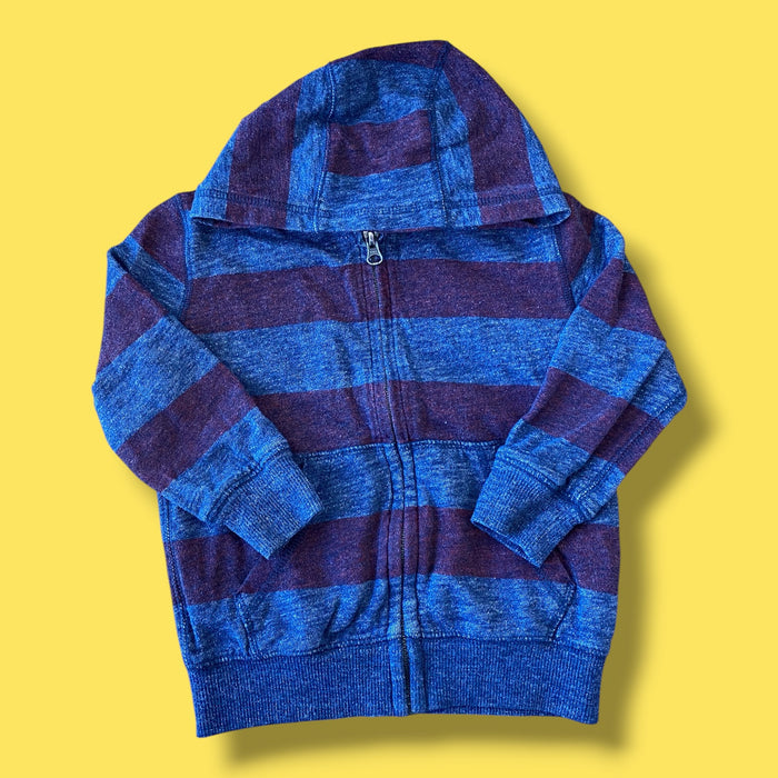 blue/red Joe Fresh striped zip up, 3Y