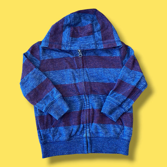 blue/red Joe Fresh striped zip up, 3Y