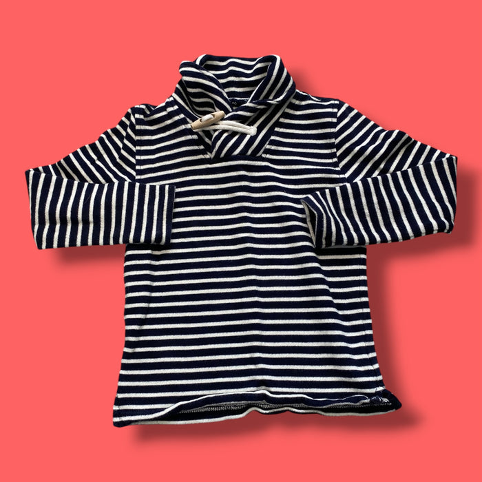 Blue/White CrewCuts striped cowl neck, 6-7Y