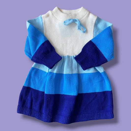 Blue/White Vintage knit dress, 18m