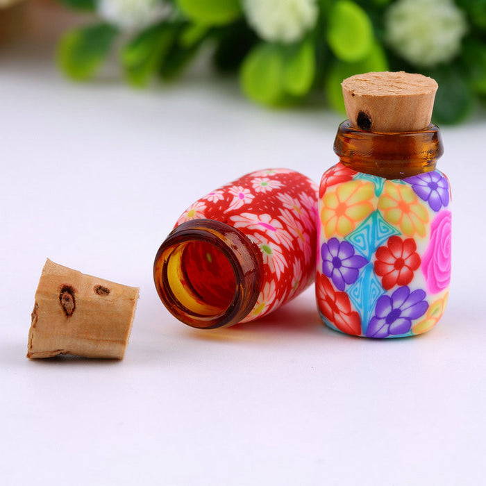 Bottle: 10 Aromatherapy mini 1 ml clay/glass painted with cork top. Special