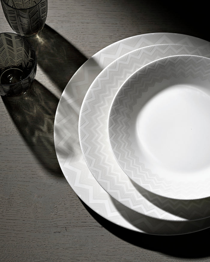 Bread & Butter Plate, ZIG ZAG WHITE, Set of 6 diam. 6"