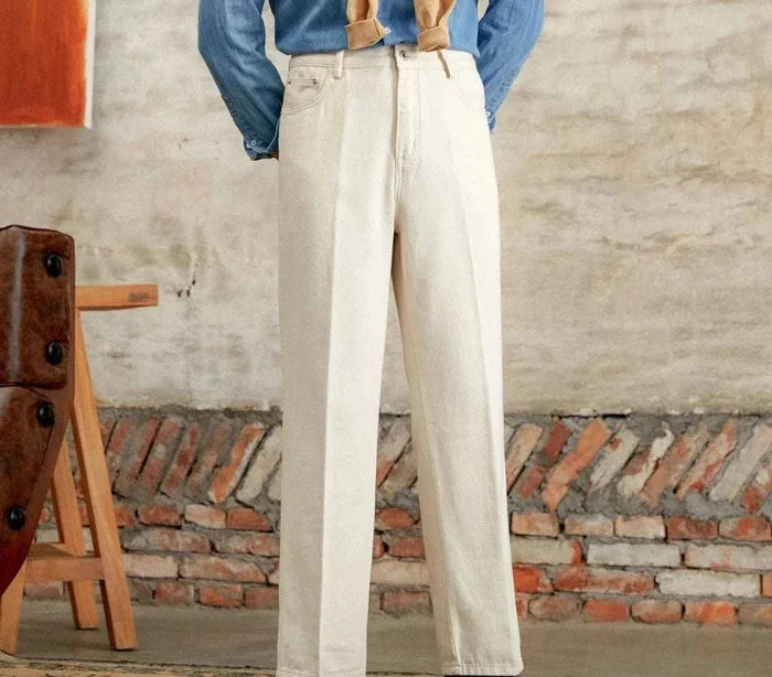 British pure cotton old money pants - AntoniosClothing - Beige
