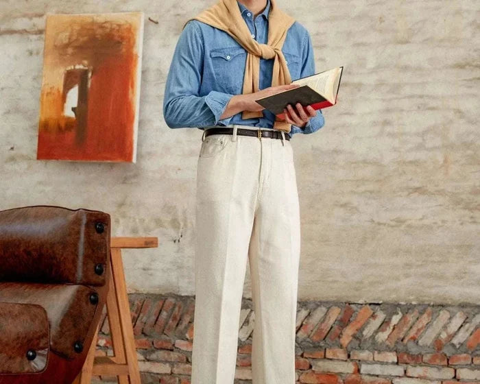 British pure cotton old money pants - AntoniosClothing - Beige