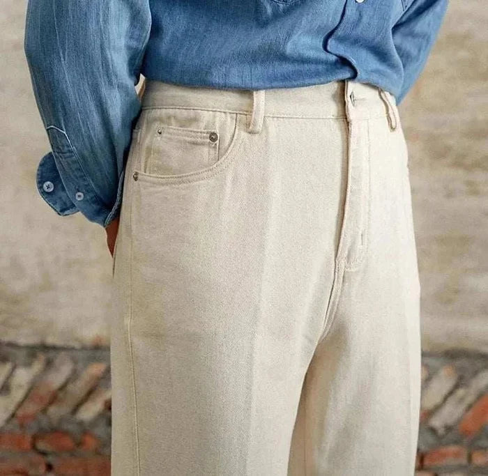 British pure cotton old money pants - AntoniosClothing - Beige