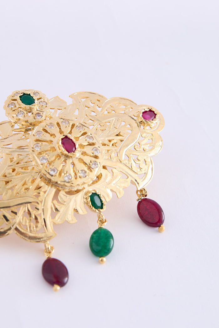 Broch Min Gold/Bordeaux Green
