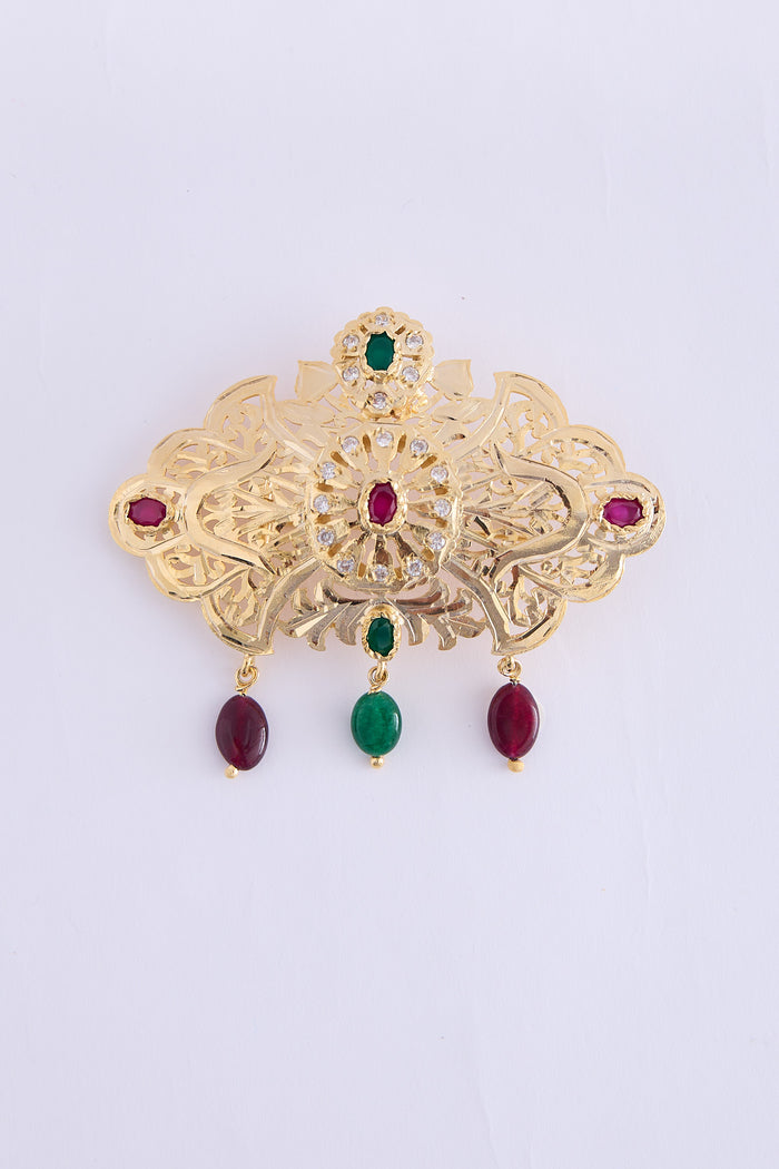 Broch Min Gold/Bordeaux Green