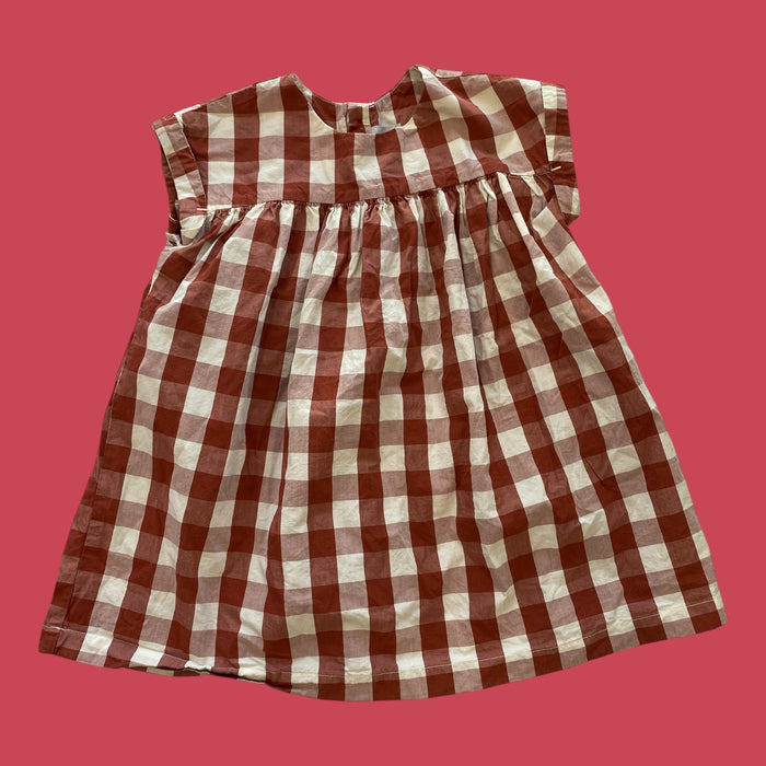 brown petit bateau dress plaid, 24m