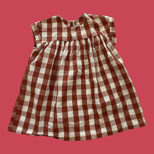 brown petit bateau dress plaid, 24m