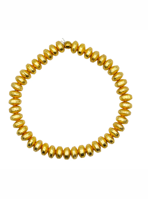 Brushed Gold Disc Bead Bracelet