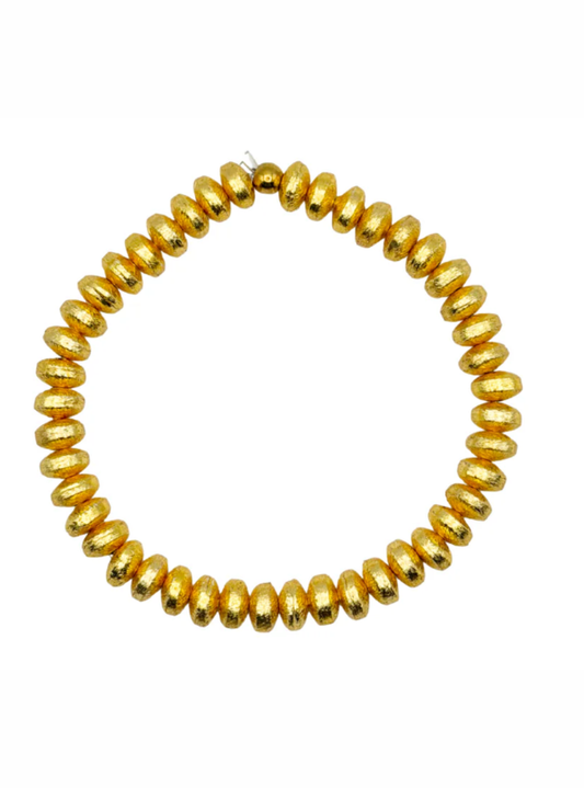 Brushed Gold Disc Bead Bracelet