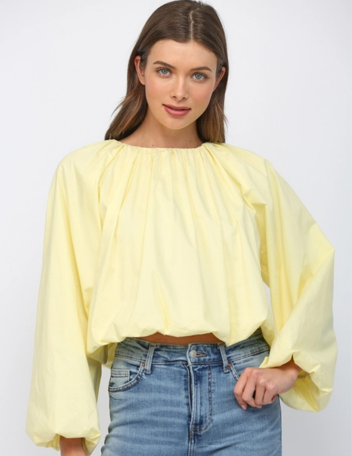 Bubble Cropped Lemon Top