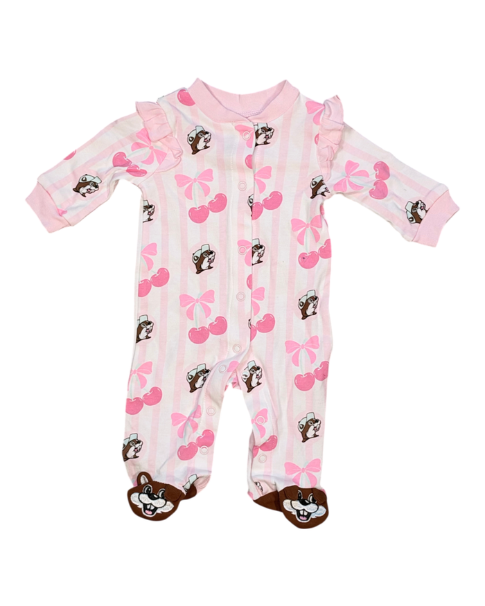 Cherry pink infant onesie - soft and breathable fabric