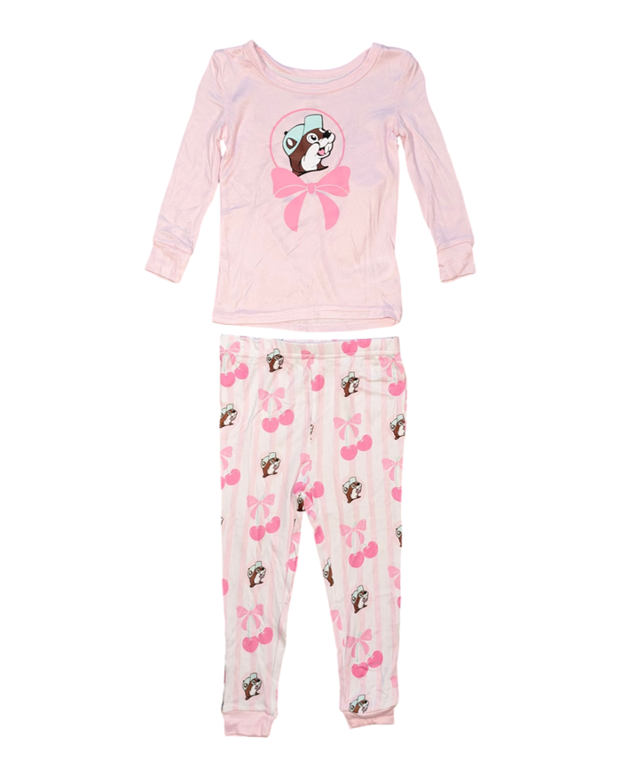 Cherry Pink toddler pajamas - soft cotton fabric