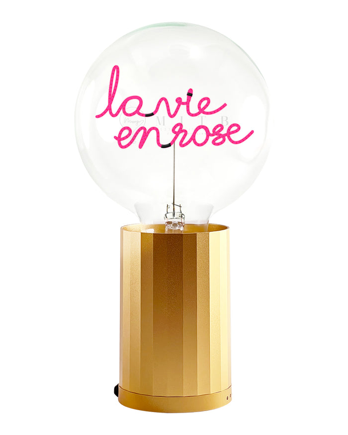 Bulb LA VIE EN ROSE Red with Base Table Lamp PORTABLE Black