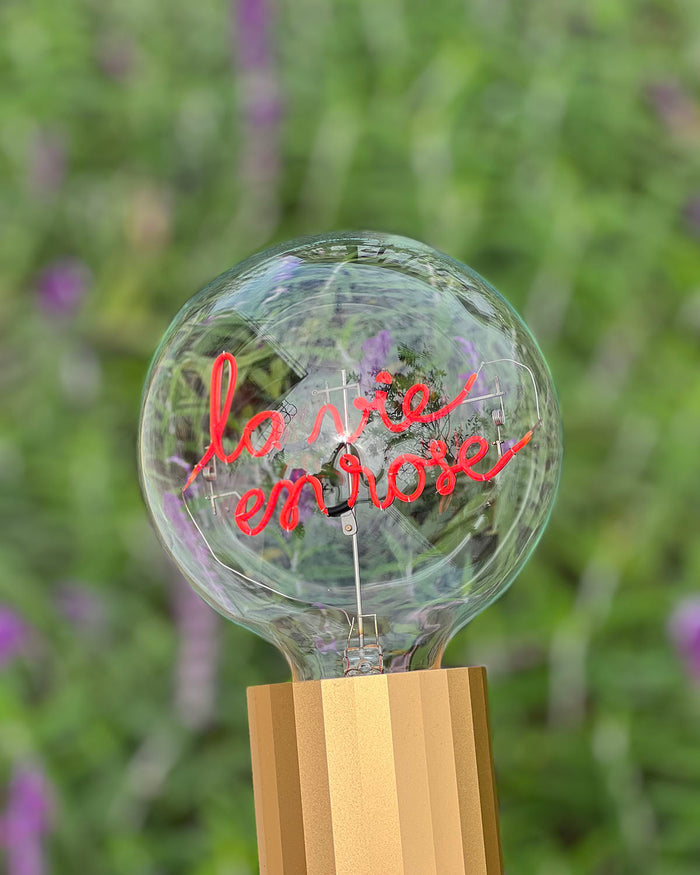 Bulb LA VIE EN ROSE Red with Base Table Lamp PORTABLE Black