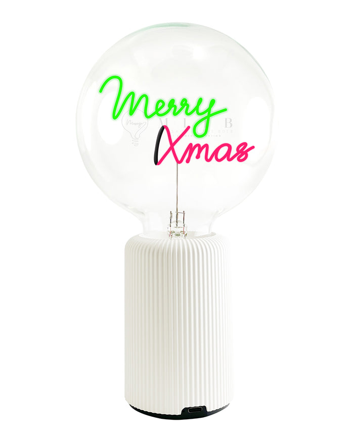 Bulb MERRY XMAS Green/ Red with Base Table Lamp PORTABLE Pop Nomad Pink