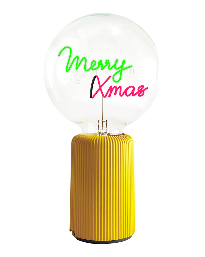 Bulb MERRY XMAS Green/ Red with Base Table Lamp PORTABLE Pop Nomad Pink