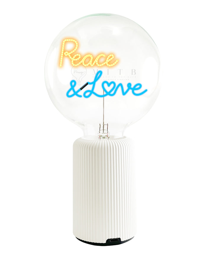 Bulb PEACE AND LOVE Amber/ Blue with Base Table Lamp PORTABLE Pop Nomad Emerald
