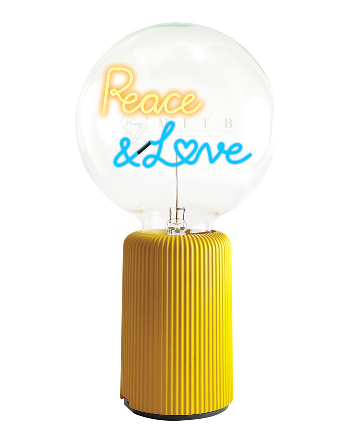 Bulb PEACE AND LOVE Amber/ Blue with Base Table Lamp PORTABLE Pop Nomad Emerald