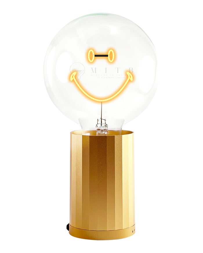 Bulb SMILEY Amber with Base Table Lamp PORTABLE Black