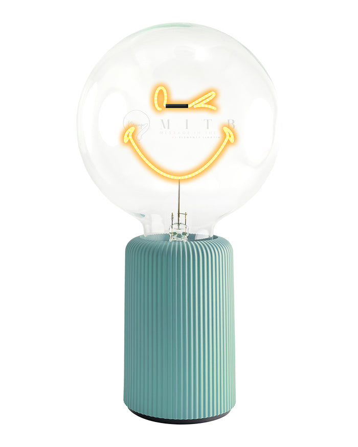 Bulb SMILEY WORLD KIDNESS Amber with Base Table Lamp PORTABLE Pop Nomad White