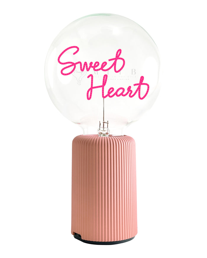 Bulb SWEET HEART Red with Base Table Lamp PORTABLE Pop Nomad White