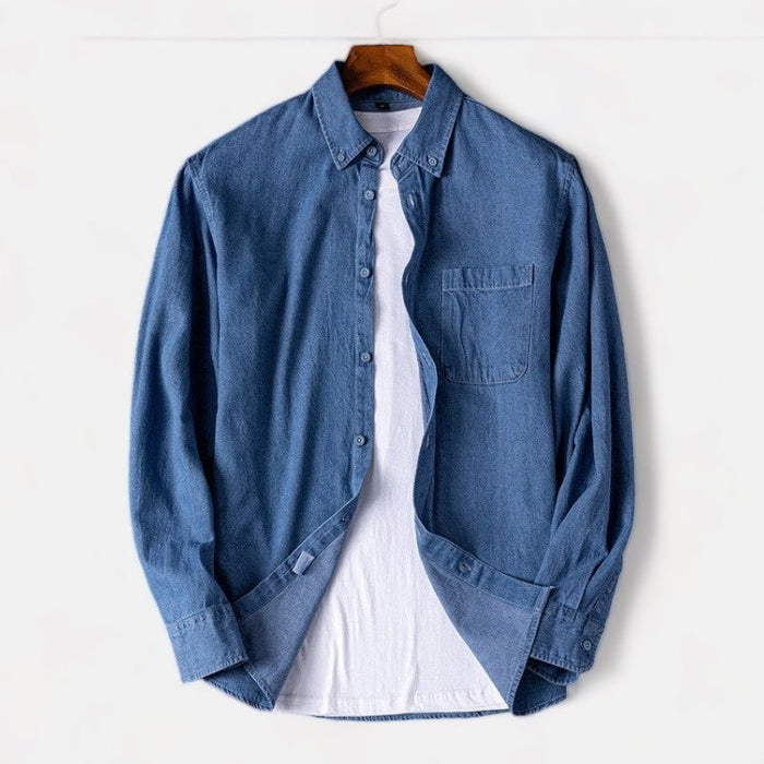 Business Casual Denim Shirt - AntoniosClothing - Light Blue