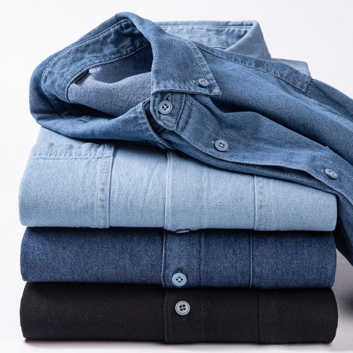 Business Casual Denim Shirt - AntoniosClothing - Light Blue