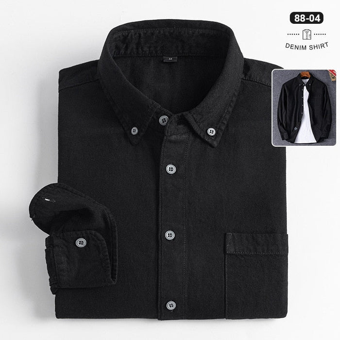 Business Casual Denim Shirt - AntoniosClothing - Black