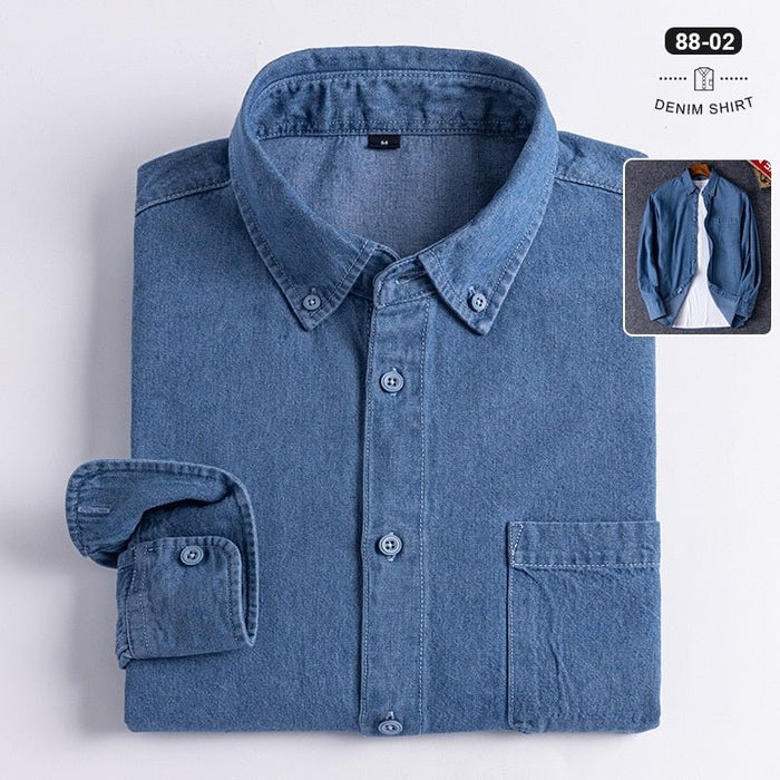 Business Casual Denim Shirt - AntoniosClothing - Blue