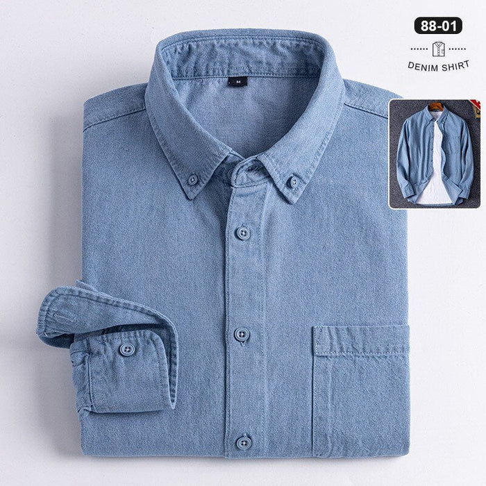 Business Casual Denim Shirt - AntoniosClothing - Light Blue
