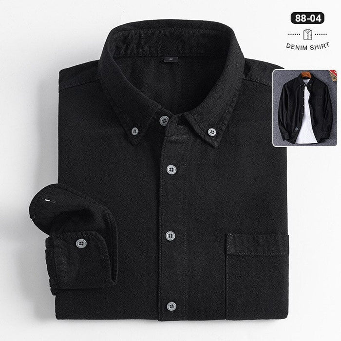 Business Casual Denim Shirt - AntoniosClothing - Dark Blue