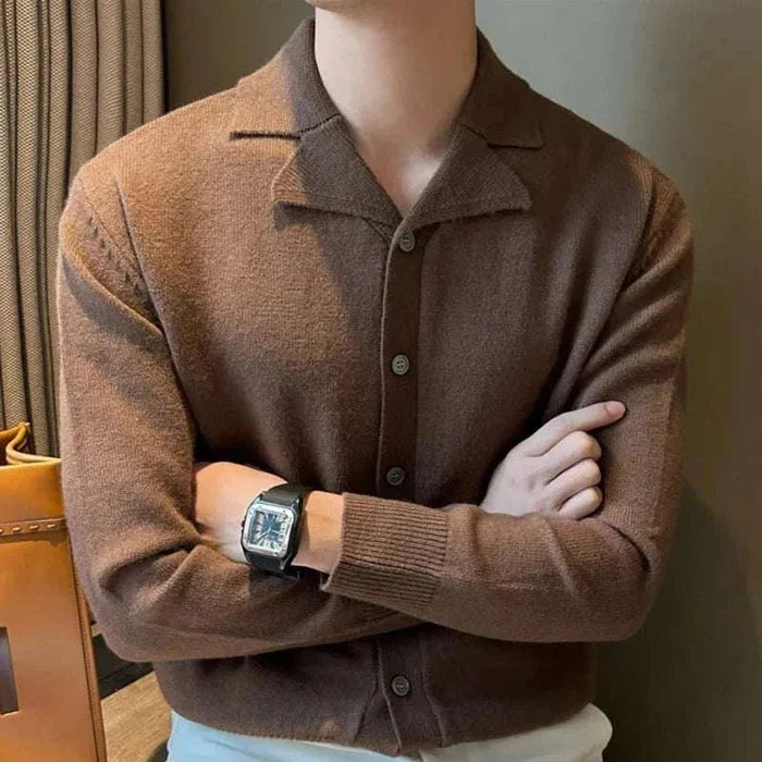 Business casual knitted cardigan - AntoniosClothing - Brown