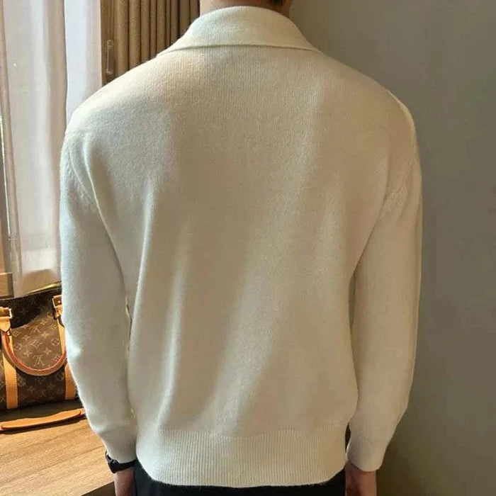 Business casual knitted cardigan - AntoniosClothing - White