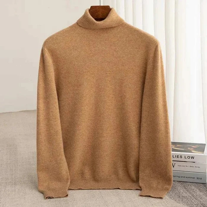 Business wool turtleneck sweater - AntoniosClothing - Gold camel