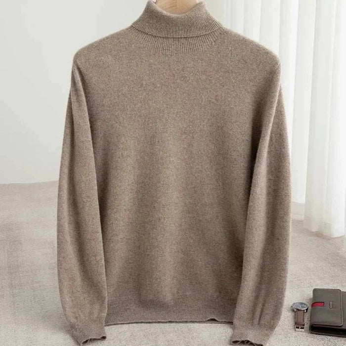 Business wool turtleneck sweater - AntoniosClothing - Gold camel