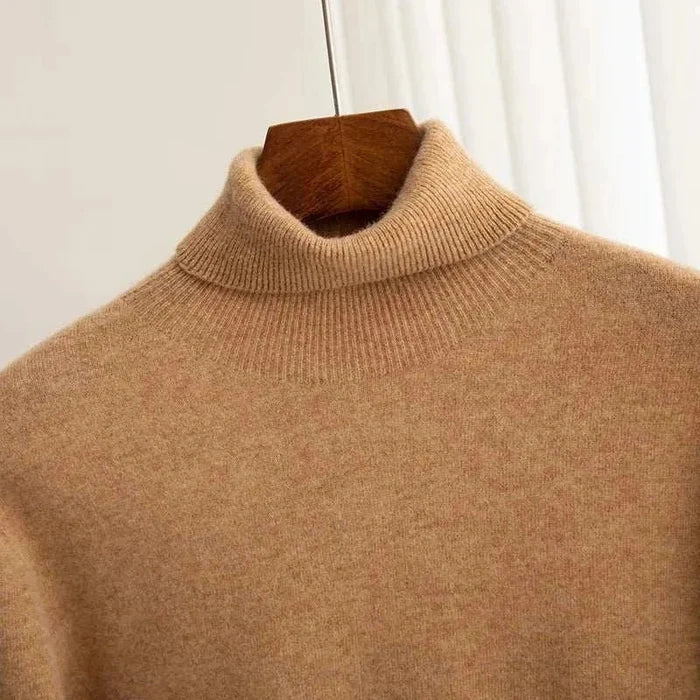 Business wool turtleneck sweater - AntoniosClothing - Gold camel