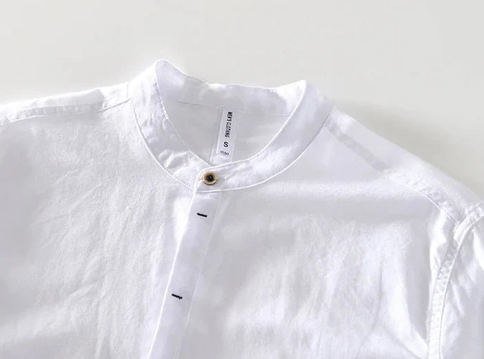 Casual long-sleeve white cotton beach vacation top - AntoniosClothing - White
