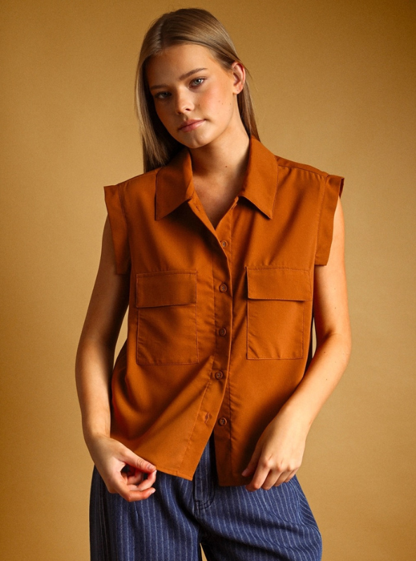 Cecily Utility Top- Earthy Brown