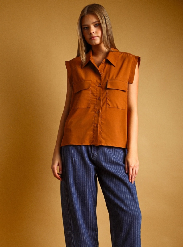 Cecily Utility Top- Earthy Brown