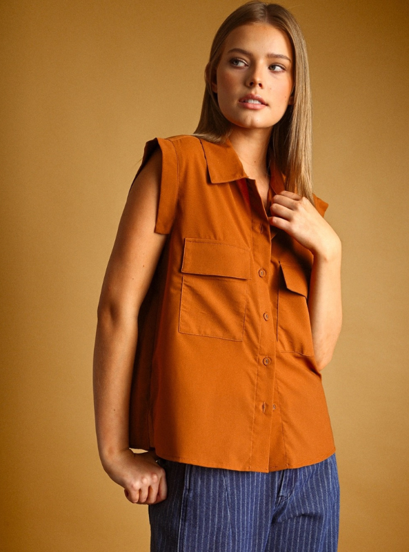 Cecily Utility Top- Earthy Brown
