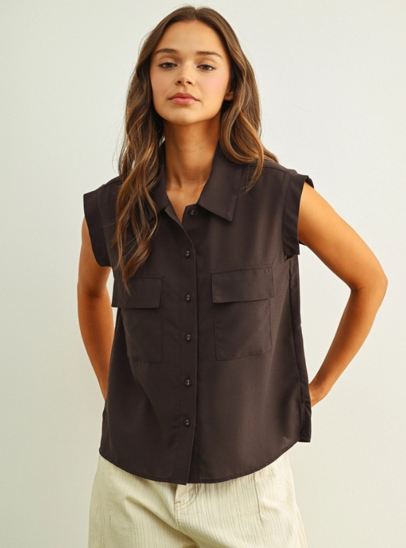 Cecily Utility Top- Espresso