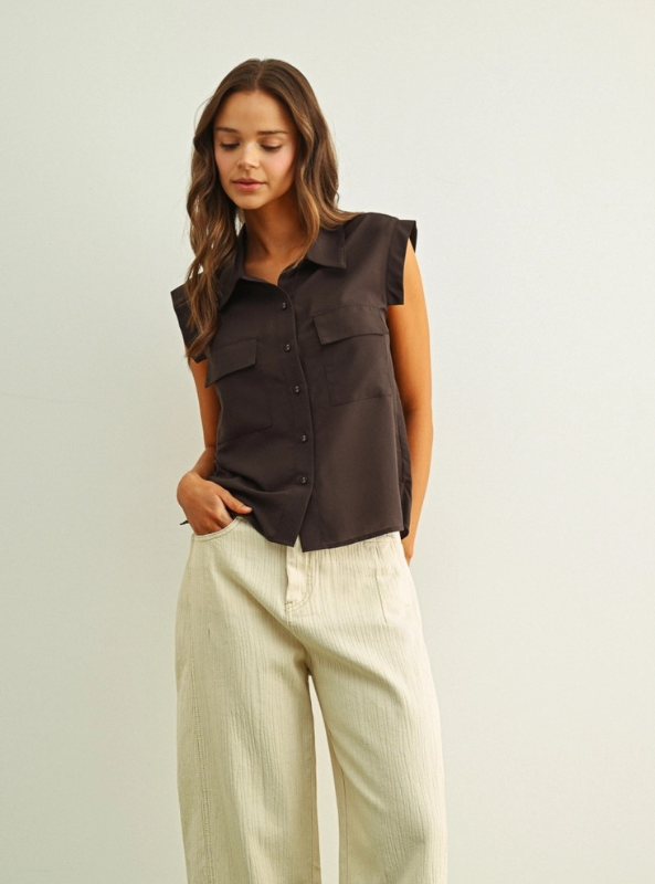 Cecily Utility Top- Espresso