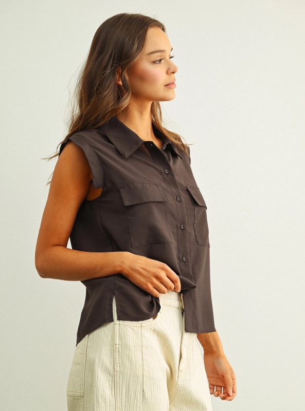 Cecily Utility Top- Espresso