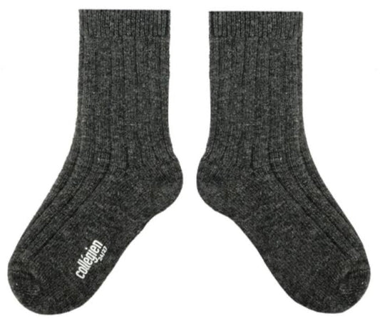 Chamois - Wool/Cashmere Ribbed Crew Sock