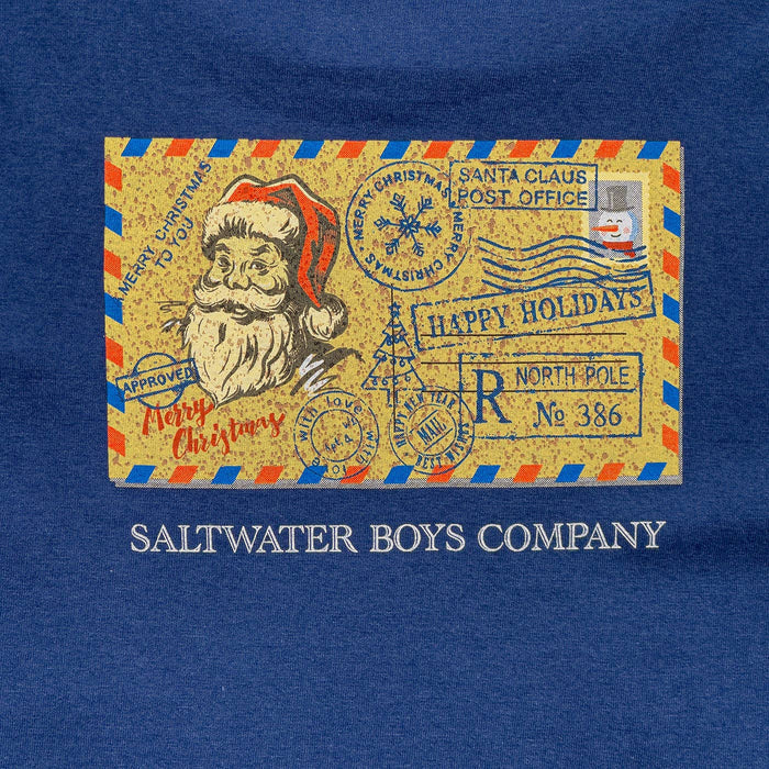Christmas Postcard Blue Long Sleeve Graphic Tee