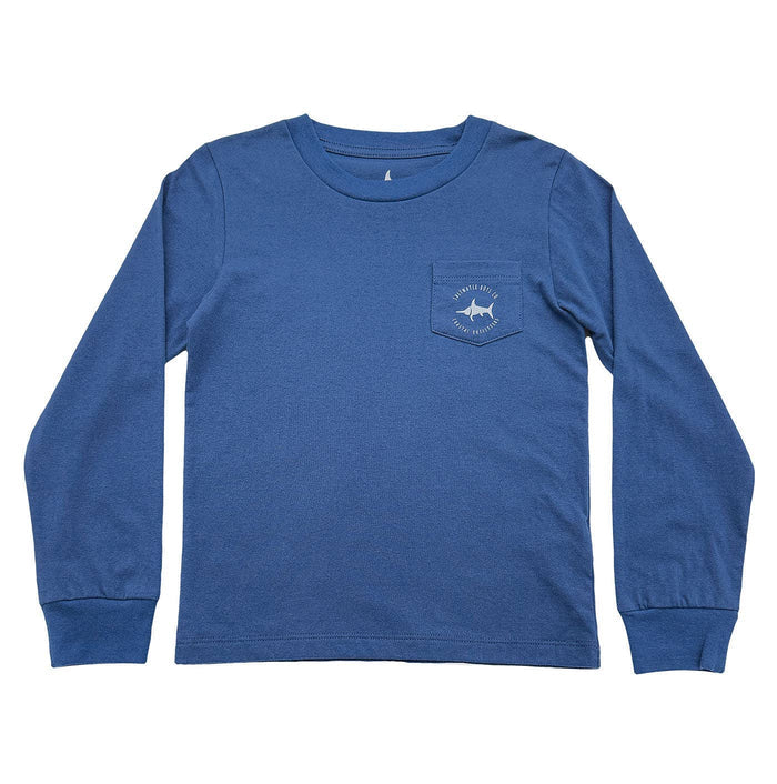 Christmas Postcard Blue Long Sleeve Graphic Tee